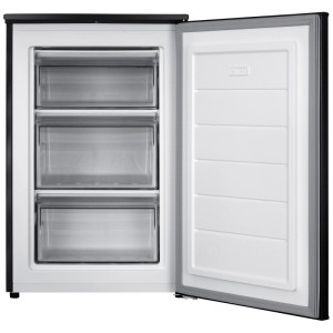 Congelatore SPC GS5492-1 nero aperto con 3 cassetti, capacità 87 litri.