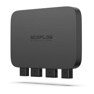 Chargeur d'alternateur Ecoflow noir 800W pour stations d'alimentation, pour charger dans les véhicules 12V/24V.