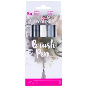 Ecoline Brushpen Set mit 5 Graustiften für Handlettering und Aquarell.