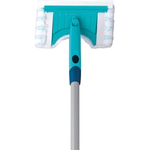 Leifheit Bath Cleaner con panno in microfibra e tergivetro per la pulizia del bagno.
