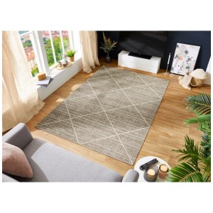 Tapis Luxor Living Crosby, gris-brun, 160x230 cm, à poils courts avec motif géométrique.