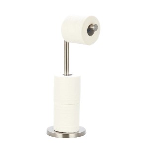 Porta carta igienica MSV in acciaio inox con scorta di rotoli per bagno e WC.