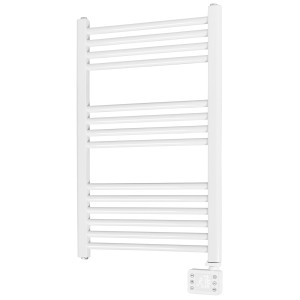 Radiateur sèche-serviettes blanc Eurom Sani, 600 W, avec panneau de commande numérique. Radiateur pour salle de bain.