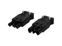 Stecker und Kupplung AC 166 flach Schwarz 250 V / 20 A / 3-polig