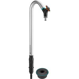 Robinet de jardin Gardena Pipeline en aluminium, avec vanne de régulation et d'arrêt.