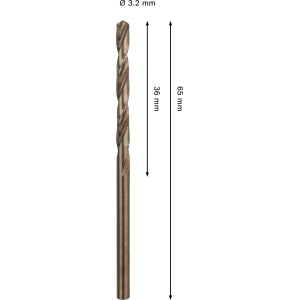 Punta elicoidale Bosch Pro Stainless Steel HSS-Co, Ø 3.2 mm, bronzo, per foratura metalli.