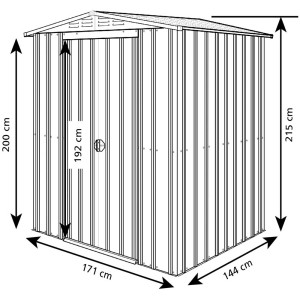 Schéma de l'abri de jardin en métal Plus 6x5 anthracite avec dimensions.