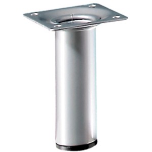 Gamba per tavolo Hettich, Ø 30 x 100 mm, effetto alluminio. Gamba per mobili con piastra di montaggio.