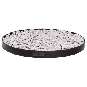 Base en acier CookKing pour brasero 100cm, noire, remplie de galets décoratifs.