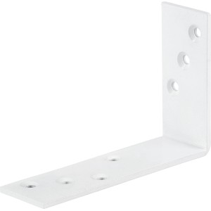 Angolo di costruzione bianco verniciato a polvere, 120x80x35 mm, con fori per costruzioni leggere in legno.