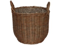 Korb mit Griffen aus Polyrattan Braun Ø 33 cm / Höhe 34,5 cm