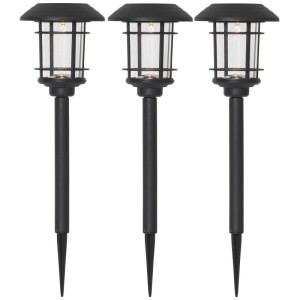 3er Set Star Trading LED Solar Pollerleuchten Fride, schwarz. Solar Wegeleuchten für den Aussenbereich.