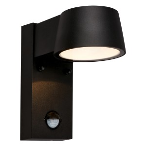 Applique murale extérieure LED Telefunken noire avec détecteur, 16,5x9,5x15,5 cm. Lampe murale avec détecteur de mouvement.