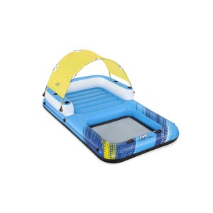 Bestway Hydro-Force Summer Oasis Île gonflable 4 personnes avec pare-soleil, bleu.