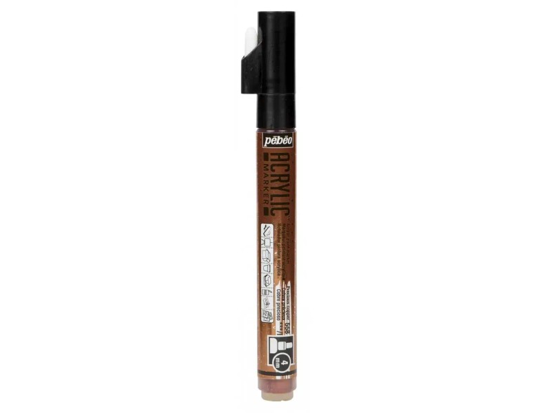 Pébéo Decomarker Pennarello Acrilico Punta Media 4mm, Grigio, Multisupporto, Asciugatura Rapida