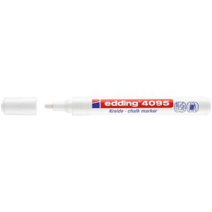 Marqueur craie Edding 4095, craie liquide blanche, largeur de trait 2-3 mm.