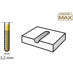 Fresa in carburo di tungsteno Dremel 9903DM Max, 3,2 mm, per fresare metallo, legno e plastica.