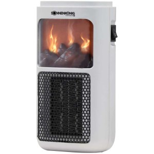 Termoventilatore Sonnenkönig Varna, bianco, con effetto fuoco. Riscaldatore elettrico compatto per un calore rapido.