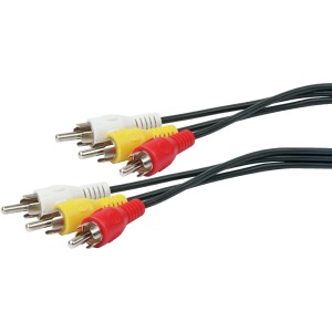 Câble audio/vidéo Schwaiger, 5 m, avec connecteurs RCA à code couleur pour la transmission audio et vidéo.
