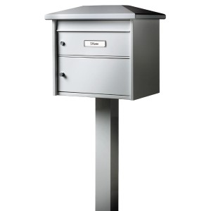 Boîte aux lettres blanche Burg-Wächter avec support à bétonner.