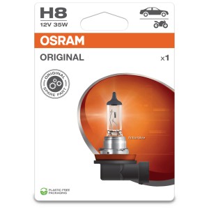 Lampada alogena per auto Osram Original H8 in confezione, adatta per auto e moto.