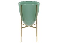 Beliani Blumentopf Lefki mit Beinen Gold/Mintgrün