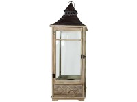 Holz-Laterne mit Schublade Braun Gr. L