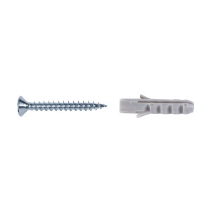 Kit de vis et chevilles, acier galvanisé, 3x25 mm, pour profilés et bords d'escalier.