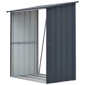 Abri à bois anthracite 5x3 en métal, étagère à bois de chauffage avec bonne ventilation.
