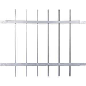 Alberts Fenstergitter Friedberg aus feuerverzinktem Stahl, 940x740 mm, mit Befestigungslaschen für Fenstersicherung.
