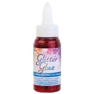 Glorex Glitter Glue, rote Glitzerkleber Flasche mit Dosierspitze, 60ml für Bastelarbeiten.