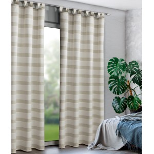 Sciarpa a passante color crema Uwe con motivo a righe, 245x135 cm, tenda per finestre per soggiorno.