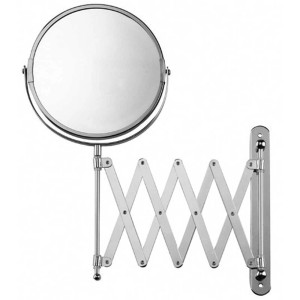 Specchio cosmetico Diaqua cromato, rotondo, Ø 17 cm, con braccio telescopico per montaggio a parete.