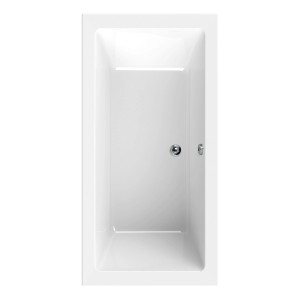 Baignoire rectangulaire en acrylique blanc Lidano Duo, 180x80 cm, avec bonde centrale.