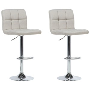 Lot de 2 tabourets de bar Beliani Marion, tissu beige, structure chromée avec repose-pieds.