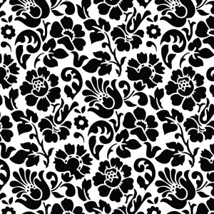 Film adhésif d-c-fix Baroque blanc et noir avec motif floral, 45x200cm.