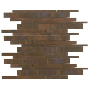 Mosaïque Slim métal cuivre, 30,5x30cm. Carreaux de mosaïque couleur cuivre pour mur.