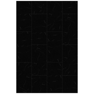 Sol vinyle clic Solid Rock Dark Marble, aspect carreaux noirs avec marbrures fines.