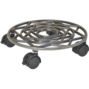 Wagner Kübelroller Antik, Ø 28,5 cm, nichel, sottovaso a rotelle in ghisa con design Art Déco e ruote doppie.