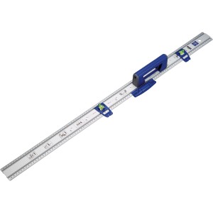 LUX-TOOLS Comfort règle à découper et à marquer, 100 cm, avec niveaux à bulle et guide-couteau.