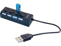 Schwaiger® USB 2.0 HUB 4-fach mit Schalter und Status LED Schwarz Schwaiger® USB 2.0 HUB 4-fach mit Schalter und Status LED Schwarz