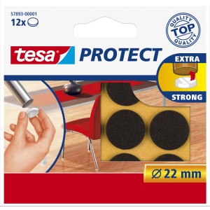 Tesa patins en feutre, marron, ronds, 22 mm, pour protéger meubles et sols.