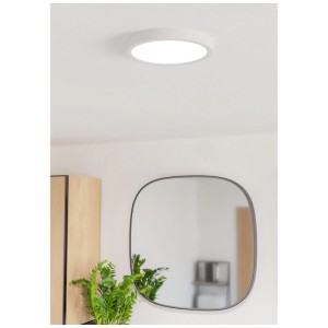 Plafonnier LED Eglo Fueva 6 blanc, Ø 21cm, avec fonction CCT pour le choix de la température de couleur.