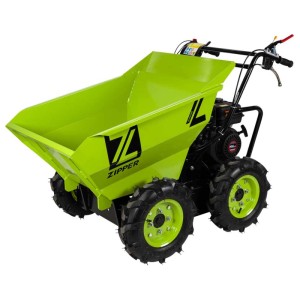 Dumper à roues vert Zipper ZI-RD300 avec capacité de charge 300 kg pour machines de chantier.