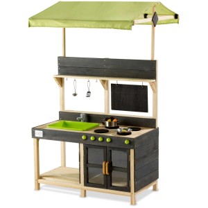 Cucina giocattolo in legno Exit Yummi 300 con fornello, lavello, lavagna e accessori.