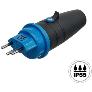 Prise Steffen T13 IP55, anthracite-bleu clair, pour extérieur et chantiers.