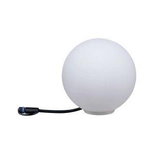 Lampada da giardino a LED Globe bianca, sistema Plug & Shine per esterni, Ø 20cm.