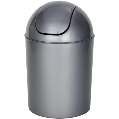 Wenko Pattumiera con coperchio oscillante Economic plastica Grigio