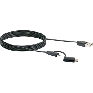 Cavo USB Schwaiger nero: connettori USB-C, Micro-B e USB-A per computer e multimedia.