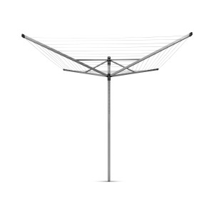 Séchoir rotatif Lift-O-Matic gris, réglable en hauteur pour un séchage facile du linge.